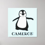 Impressão Em Tela Ilustração personalizada Penguin Bebê-berçário imp<br><div class="desc">Personalize esta canvas com o nome do bebê,  apresentando minha ilustração de pinguim branco e preto. Perfeito para uma creche de bebês moderna.</div>