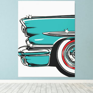Impressão Em Tela Ilustração Pop Art de Carro Esportivo Azul Turques