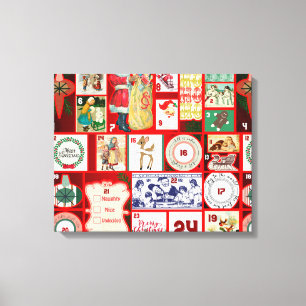 Impressão Em Tela Ilustração Quadrada do Bloco de Advento de Natal A