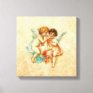 Impressão Em Tela Ilustração Vintage Ephemera Angel Cherubs