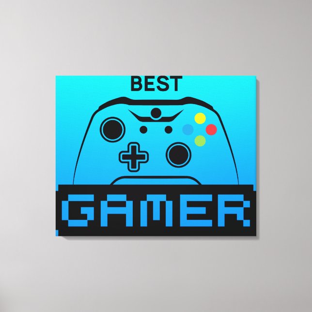 Impressão Em Tela Image of Game Controller and Best Gamer Text (Frente)