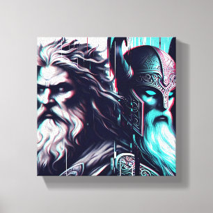 Impressão Em Tela image of the gods zeus and odin together
