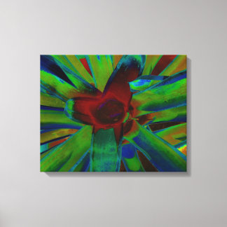 Impressão Em Tela Imagem da Fábrica de Bromelia Vermelha Verde Azul