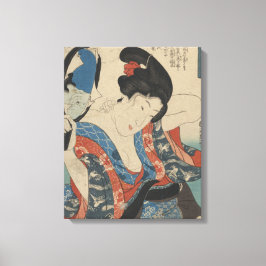 Impressão Em Tela Imagem de Vintage de Lady Japonesa Usando Espelho 