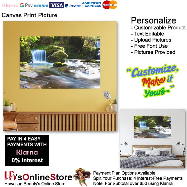 Impressão Em Tela Imagem do Home Office de Relaxação de Natureza de  (Waterfalls Nature Relax Home Office Canvas Print Picture 5.)