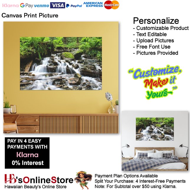Impressão Em Tela Imagem do Home Office de Relaxação de Natureza de  (Waterfalls Nature Relax Home Office Canvas Print Picture 4.)