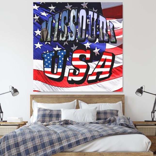 Impressão Em Tela Imagem do Missouri e texto dos EUA (Insitu(Quarto))