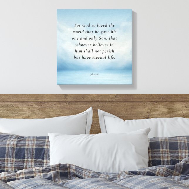 Impressão Em Tela Imagem do versículo bíblico João 3:16 (Insitu(Quarto))