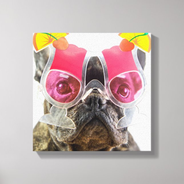 Impressão Em Tela Imagens Getty | Cachorro com coquetéis (Frente)