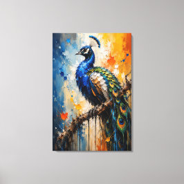 Impressão em Tela Impasto de Pavão Majestoso