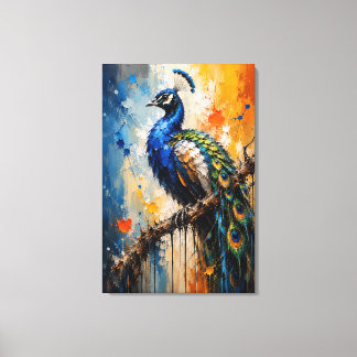 Impressão em Tela Impasto de Pavão Majestoso