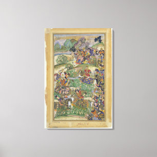 Impressão Em Tela Imperador Akbar (r.1556-1605) na batalha de Samal