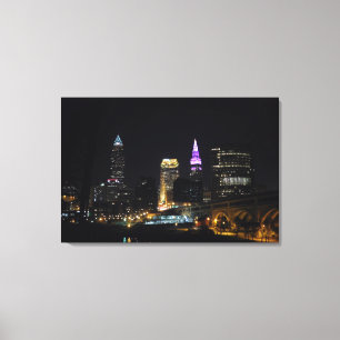 Impressão Em Tela Impressão de Tela Cleveland OH Purple Skyline