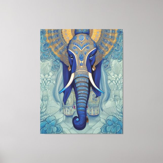 Impressão Em Tela Impressão de tela de elefante azul (Frente)