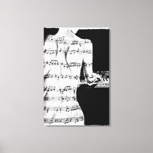 Impressão Em Tela Impressão de tela de mulher ao piano Fantasia musi