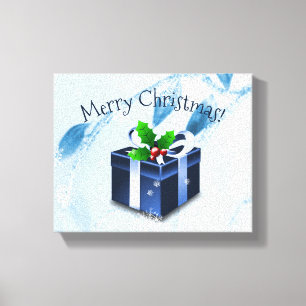 Impressão Em Tela Impressão de tela de presente de Natal azul