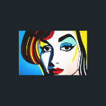 Impressão Em Tela Impressão de tela de retrato de pop Art<br><div class="desc">Apresentando nossa vibrante pintura a óleo de canvas, com um retrato colorido de uma pop-arte inspirada no estilo icônico do pop Roy Lichtenstein. Essa pintura captura a essência do movimento pop com cores ousadas, elementos gráficos e estética inspirada em quadrinhos. O retrato mostra uma mulher com traços exagerados e uma...</div>