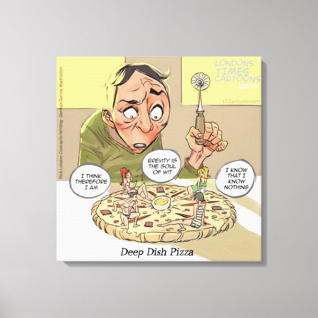Impressão Em Tela Impressão de tela engraçada Filosofia Pizza Deep D (Frente)