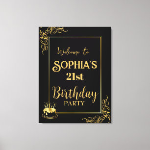 Impressão Em Tela Impressão de tela estendida de aniversário preto e