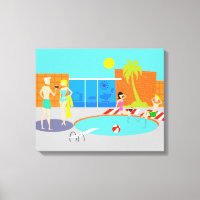 Impressão de tela estendida de Piscina retrô