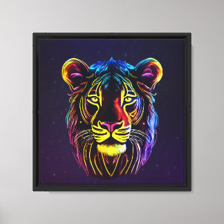 Impressão Em Tela Impressão de Tela Esticada de Face Neon Lion
