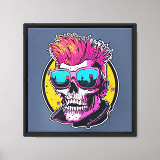 Impressão Em Tela Impressão de Tela Esticada do Néon Punk Skull