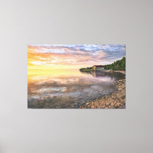 Impressão Em Tela Impressão de tela grande do Rock Island Boathouse