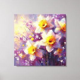 Impressão Em Tela Impressionista Daffodil Floral Purple Yellow Art