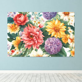 Impressão Em Tela Incrível Flores Coloridas do Jardim de Verão