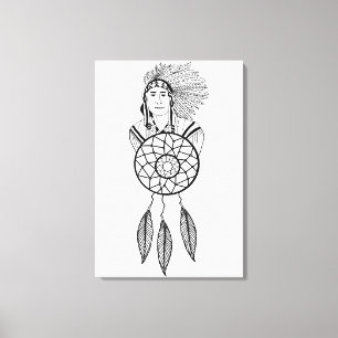 Impressão Em Tela Indian Chief dream Catcher Native American Art