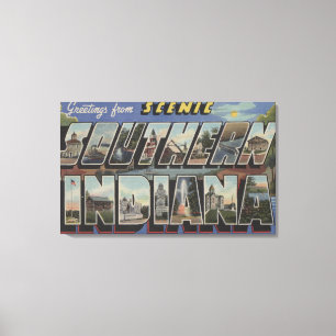 Impressão Em Tela Indiana (Sul) - Cenas em Larga Letra