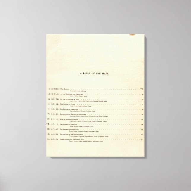 Impressão Em Tela Índice Atlas Histórico 1828 AD (Frente)