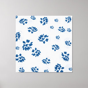 Impressão Em Tela Indigo Botanical Bubbles Pattern