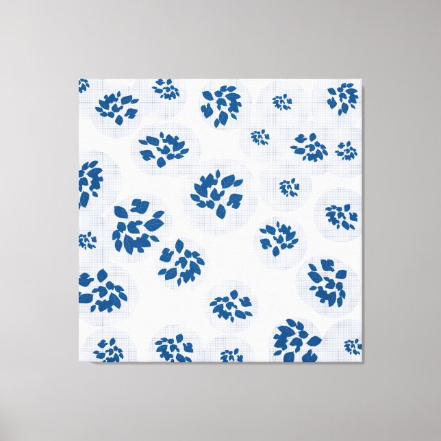 Impressão Em Tela Indigo Botanical Bubbles Pattern (Frente)