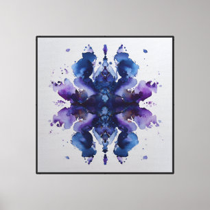 Impressão Em Tela Índigo Violeta Mandala Simétrico de Aquarela