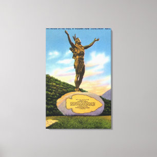 Impressão Em Tela Índio na Estátua de Trilha na Vista do Parque Moha