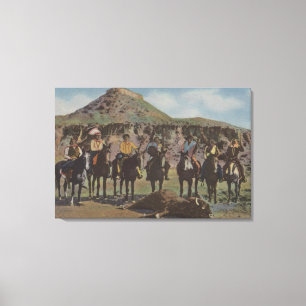 Impressão Em Tela Índios do Noroeste - Uma Caça Buffalo e Índios