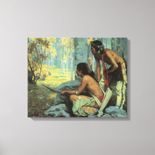 Impressão Em Tela Índios Vintage, Caçadores de Peru de Taos por Cous