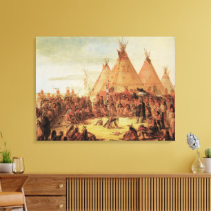 Impressão Em Tela Índios Vintage, Conselho de Guerra Sioux por Catli