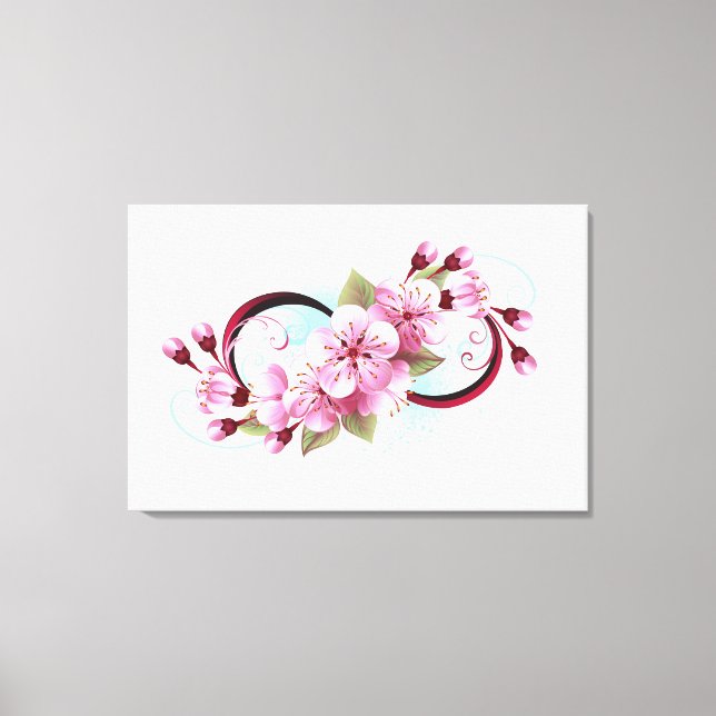 Impressão Em Tela Infinidade com Flores de Flor Sakura (Frente)