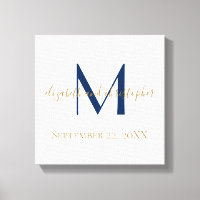 Iniciais do Nome Monograma Azul Dourado Presente d