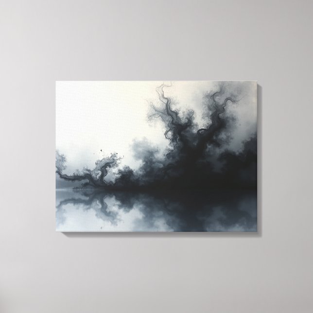 Impressão Em Tela Inkstorm – Arte Fluida Abstrata Monocromática 24"x (Frente)