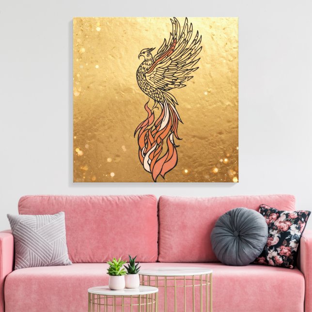Impressão Em Tela Inner Fire Phoenix Boho Wall Art | Phoenix Rising (Insitu(Sala de estar))