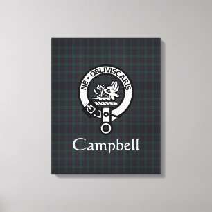 Impressão Em Tela Insígnia da Crista dos Campbell Escoceses e Tartan
