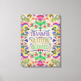 Impressão Em Tela Inspiração Boho Flores de Arte Folclórica Mod