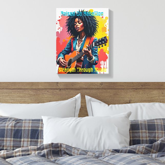 Impressão Em Tela Inspiração de Arte Guitarista de Mulher Negra Pers (Insitu(Quarto))