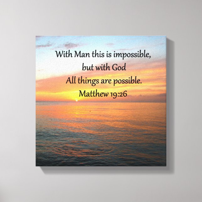 IMPRESSÃO EM TELA INSPIRING MATTHEW 19:26 DESIGN SUNRISE (Frente)