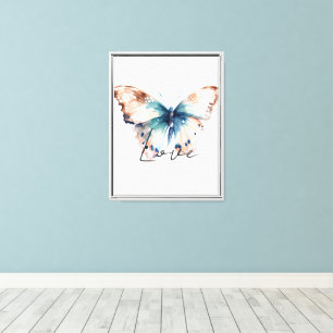 Impressão Em Tela Inspiron Love Aqua Blue Butterfly