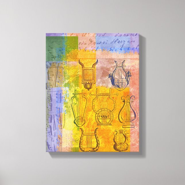 Impressão Em Tela Instrumentos Musicais Antigos (Frente)