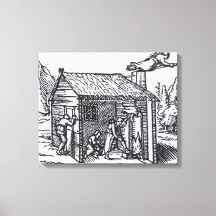 Impressão Em Tela Interior da casa de uma bruxa, 1579